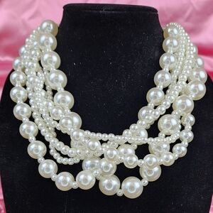 Elegant Multi-strand FauxPearl Necklace